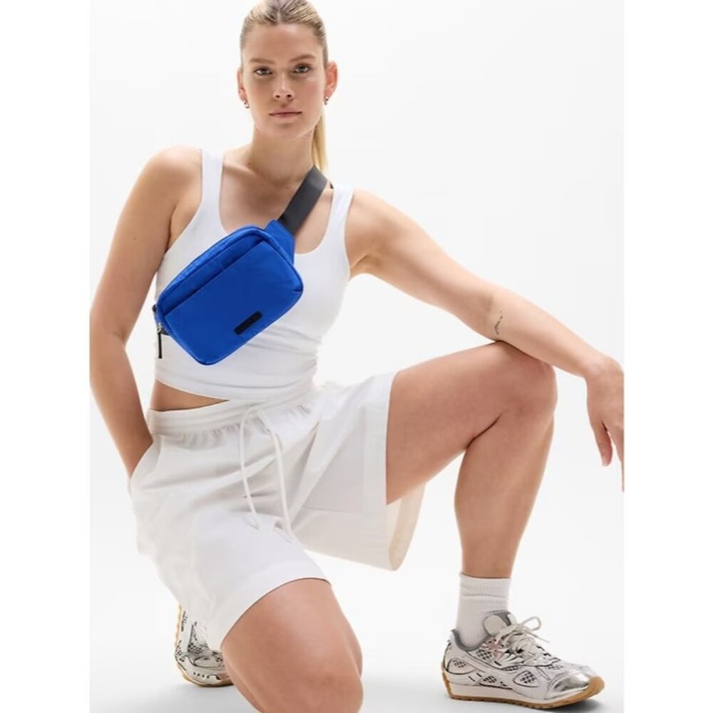 Athleta Royal Blue Crossbody Belt Bag with Black Strap